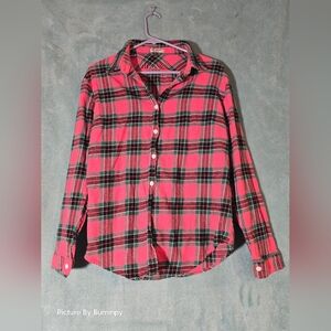 Women's Pink and black plaid flannel shirt from the Minnesota Horse & Hunt Club